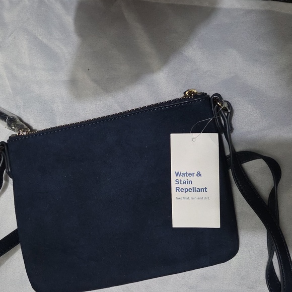 Old Navy Women's Dark Blue Leather And Suede Crossbody Bag - Picture 2 of 5